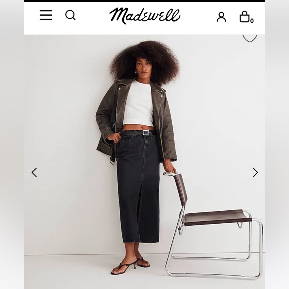 Madewell denim mid-rise maxi skirt in lunar wash